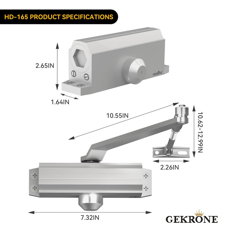 GEKRONE Automatic Door Closer Heavy Duty Spring Size 2 Hydraulic