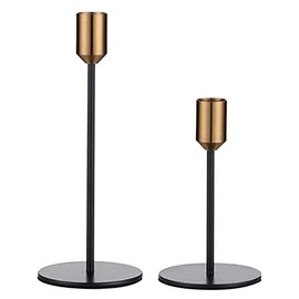 AUNMAS Candeleros para Velas, Juego de 2 Portavelas de Metal de Mesa Vintage Portavelas Decorativo para Boda Cumpleaños Día Festivo Cena Hogar Bar Decorativo