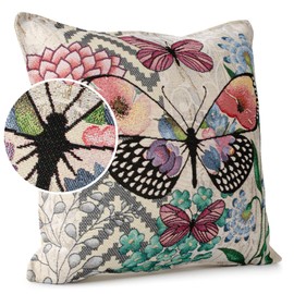ANRO Cushion Cover Decorative Cushion Sofa Cushion Cover Tapestry Butterfly Motif 45 x 45 cm without Filling