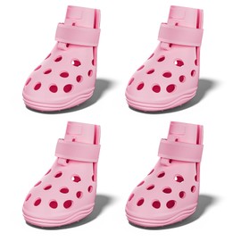 Dog Shoes for Hot Pavement, Breathable Dog Boots Paw Protectors with Adjustable Straps & Non-Slip Sole, Easy On & Off, Waterproof, Easy-Clean Outdoor Dog Booties for Beach Snow (Skin Pink, M)