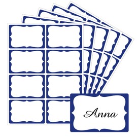 Starboling Name Tag Stickers, 200 Pcs 3"x2" Blue Plain Stickers, Colorful Border, For Office, Meetings, School & Home