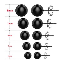 YZstyle Ball Earrings 316L Surgical Steel Earrings Round Ball Stud Earrings Set for Women Girls 5 Pair Set Assorted Sizes