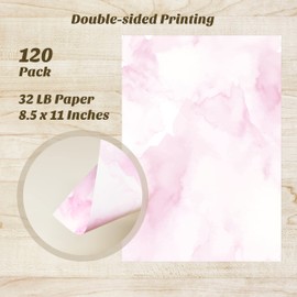 Watercolor Decorative Paper, 120-Pack Stationery Paper, Double Sided, Colorful, Printer Friendly for Invitations, Letters, 8.5 x 11 Inches