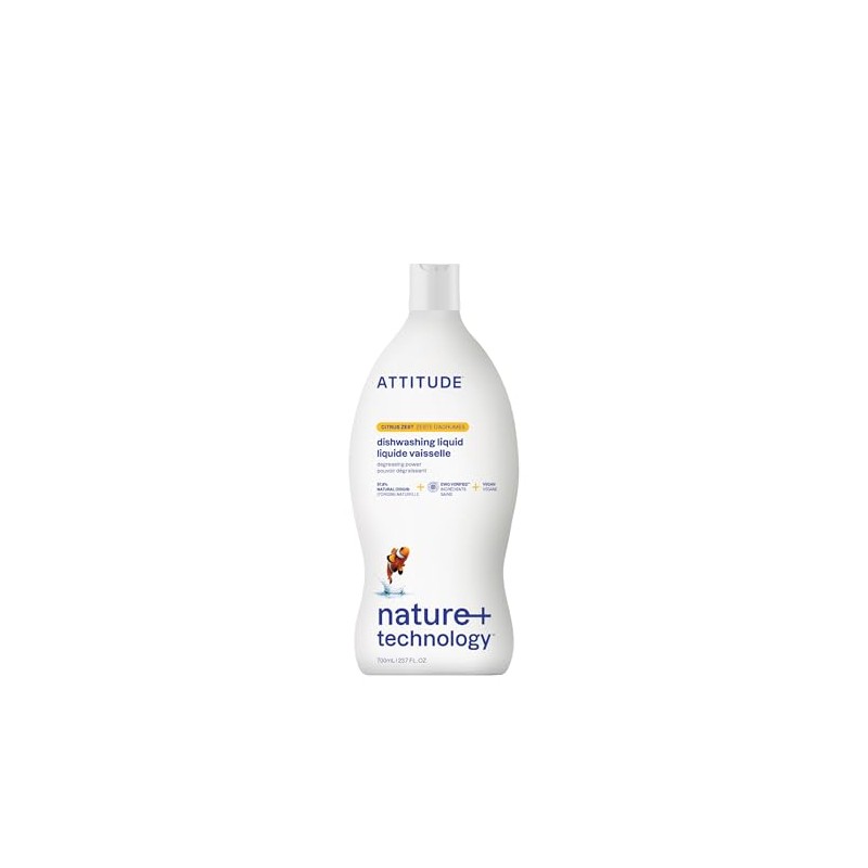 ATTITUDE Dish Soap, EWG Verified, Plant-Based & Vegan Dishwashing Liquid,