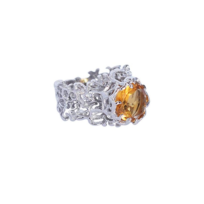 Ravishing Impressions Natural Citrine Gemstone 925 Sterling Silver Solitaire Women