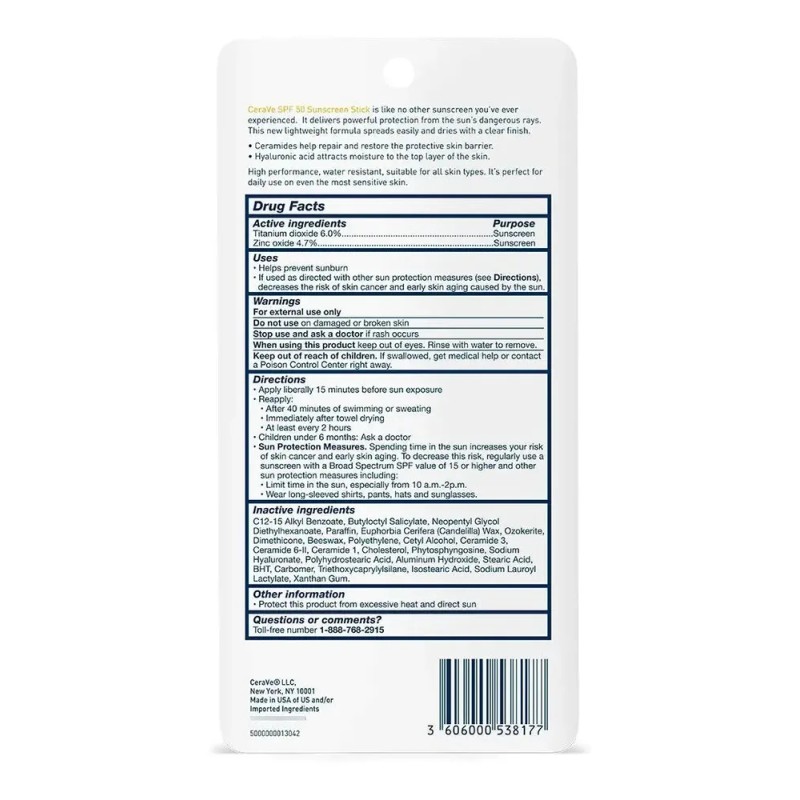 Cerave Protector Solar En Barra Stick Sunscreen Spf 50