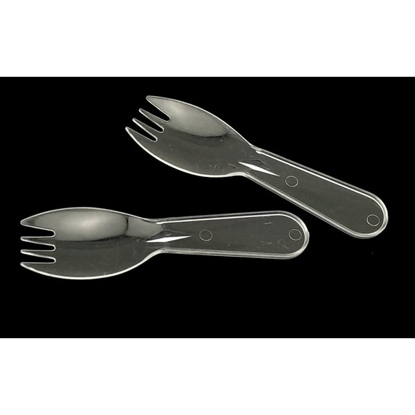 500 5.8" Disposable Sporks, Clear Plastic Sporks - Fork Spoon