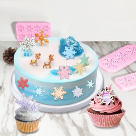 5点セット スノーフレーク シリコン フォンダン型 冬 ケーキ デコレーション キャンディ サプライ クリスマス 雪の結晶 チョコレート デコレーション パーティー ケーキ デコレーション ベーキング型