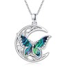 Twoowl Abalone Butterfly Necklace 925 Sterling Silver Celtic Moon Pendant