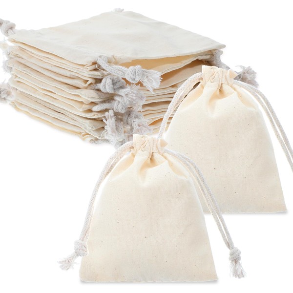 Tyqour 10pcs Small Jewelry Gift Cloth Drawstring Muslin Bags, Small