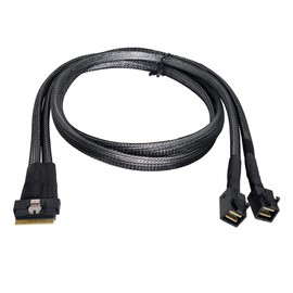 cablecc PCI-E Ultraport Slimline SAS Slim 4.0 SFF-8654 8i 74pin to Dual SFF-8643 4i Mini SAS HD Cable PCI-Express