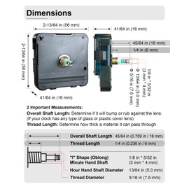 MXDFL Clock Mechanism Replacement, Quartz Movement with Hands and Motor Kit