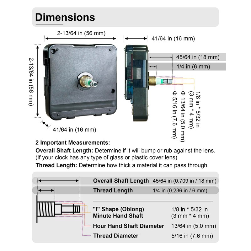 MXDFL Clock Mechanism Replacement, Quartz Movement with Hands and Motor