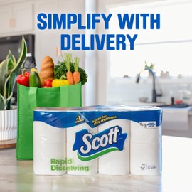 Scott Rapid-Dissolving Toilet Paper, 48 Double Rolls (6 Packs of 8) = 96 Regular Rolls, 231 Sheets Per Rolls