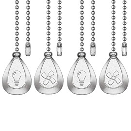 Dotlite Silver Ceiling Fan Pull Chain, 12 Inches Decorative Fan Pull Chain Ornaments Extension, 3mm Diameter Beaded Ball Fan Pull Chain Extender with Connector(4 Pack)