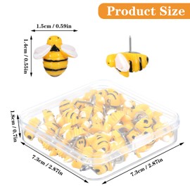 40pcs Cute Thumb Tacks,Bee Push Pins for Cork Board, Bulletin Board, Photos,Decorative Push Pins Office Or Home Decoration