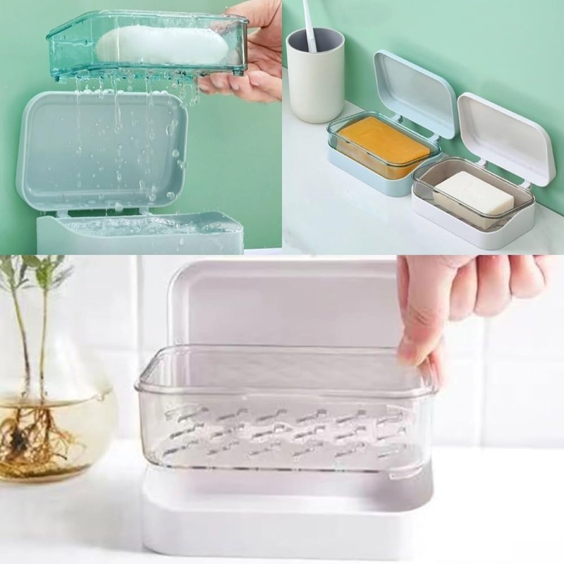 Itisyou Soap Box Portable Soap Case with Lid and Drainer,