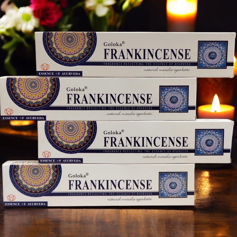 Goloka Frankincense Incense Sticks, 15g x 4 Packs, Essence of