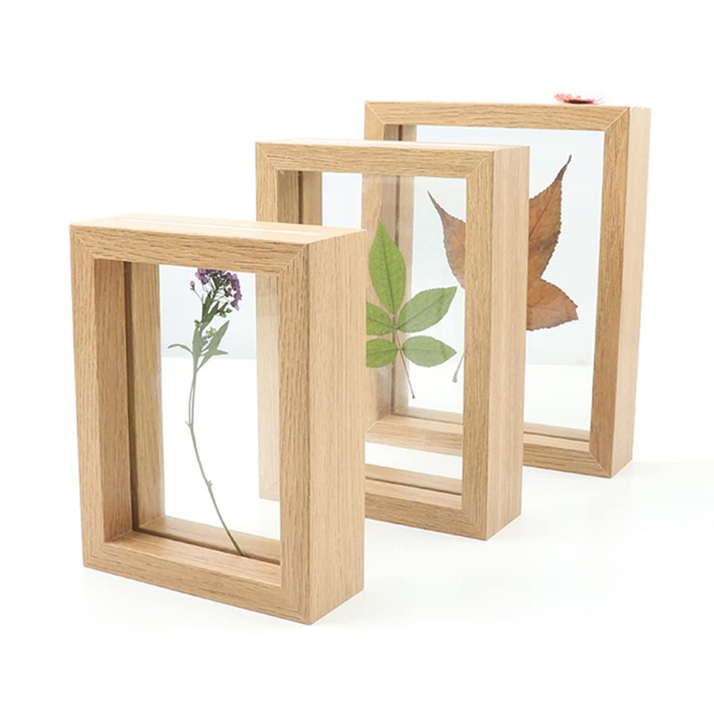 Photo Frame, Postcard Size, Double-Sided, Glass, Antique, Natural, Stylish, Pressed