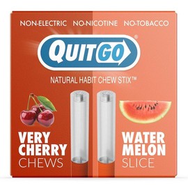 QuitGo Air Cool Menthol and Fresh Mint Habit Chew Stick – Plastic Reusable Natural Aid Straw to Curb Cravings & Breathe Freely - Color: Cherry & Watermelon