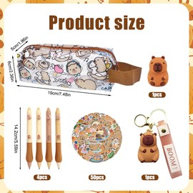 CYGMRFH Large Volume Capybara Stationery Set, Capybara Stuff Pencil Case, Capybara Sticker, Keyring (A2)