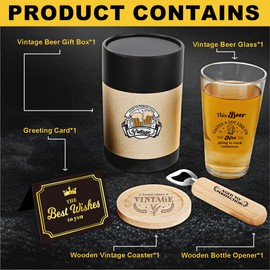 ZXAZXA Vintage Beer Drinking Glass Retirement Gift for Women Men 2025 Coworker Leaving Gifts Happy Retired Gift Farewell Goodbye Present for Women Men Father's Day