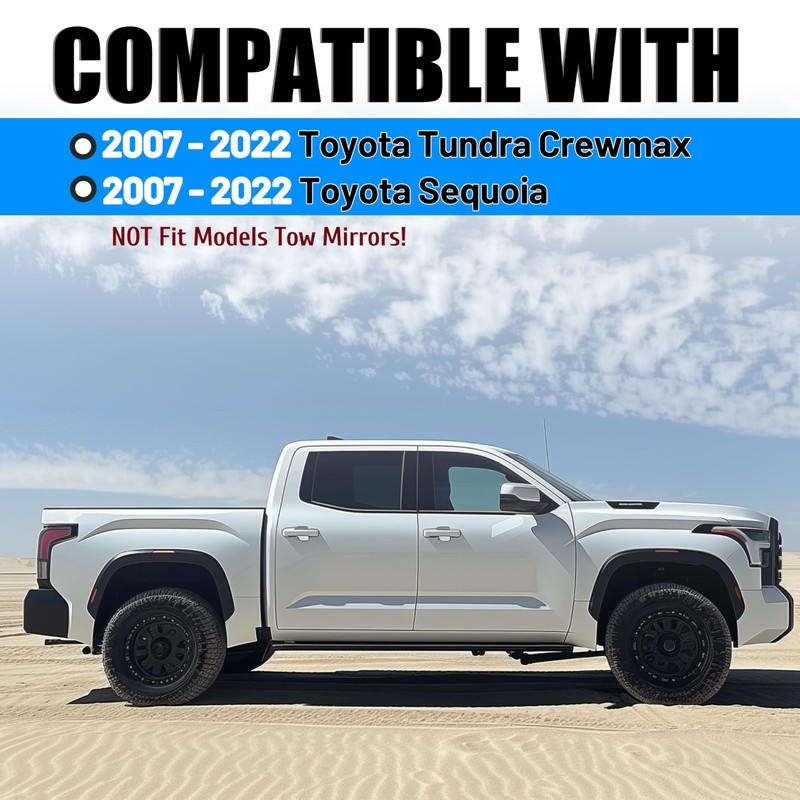 HECASA Door Handles Kit Compatible with 2007-2022 Toyota Tundra Crewmax