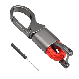 2PCS Car Key Fob Keychains, 360 Degrees Rotatable Leather Keys Chain Holder with Anti-Lost D-Ring, Universal Sturdy Metal Key Chains with Screwdriver for Women and Men (Red - 1Pcs)