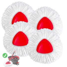[New Upgraded] 4 Pack Spin Mop Replacement Heads Compatible with O ceda EasyWring 1-Tank System,Reusable Mop Replace Head Used for 5.7in Core Triangle Mop,Easy to Replace(White)