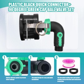 IBC Tote Adapter 2"Cam Lock IBC Tote Fitting 275-330 Gallon IBC Tank Adapter with 90 Degree 3/4"GHT Heavy Duty Plastic Garden Hose Elbow Valve IBC Tote Valve for Garden Hose