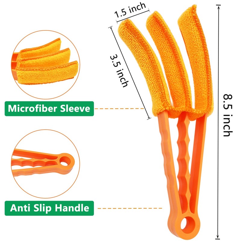 3 Pack Microfiber Feather Duster with 6 Microfiber Sleeves, Window