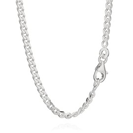 NKlaus Set of 2 925 Sterling Silver Curb Chain 55 cm Byzantine Chain 2.5 mm Wide 8.5 g 40226, Sterling Silver