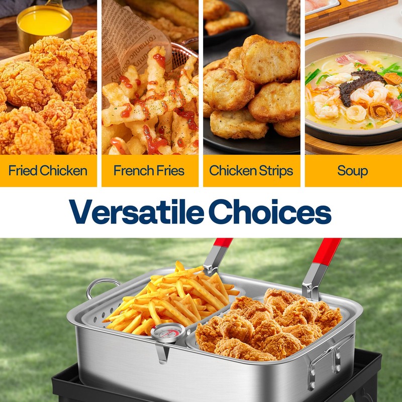 VIVOHOME Double Deep Fryer with 2 Baskets and 54,000 BTU