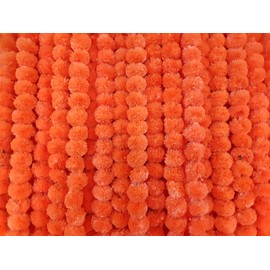 DECORATION CRAFT 5 Pieces Artificial Dark Orange Marigold Garlands 5ft Long for Party Indian Wedding Indian Theme Decorations Home Decoration Photoprop Diwali Indian Festival