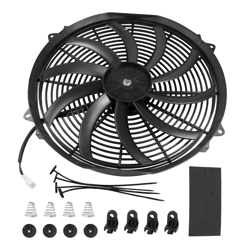 JDMSPEED New Universal Slim 16" Inch 12V Pull 1500 CFM