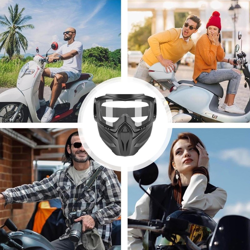 Motorcycle Riding Goggles with Face Cover | Safety Goggles,Motorcycle Helmets