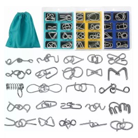 PALMERA MX 24 Pcs Rompecabezas De Alambre De Metal Para Niños Educativo