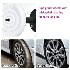 4 PCS Polishing Pads for Drill, Metal Polishing Kit with 3 PCS Rouge Compound and 1 Shank Buffing Polishing Accessories for Metal Wood Plastic Ceramic Glass