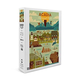 Acadia National Park, Maine, Geometric National Park Series (1000 Piece Puzzle, Size 19x27, Challenging Jigsaw Puzzle for Adults and Family, Made in USA)
