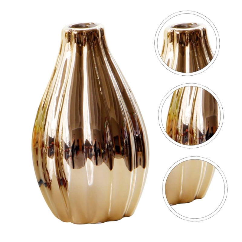 iplusmile 1Pc Unique Gold Ceramic Vase Simple Desktop Decoration for