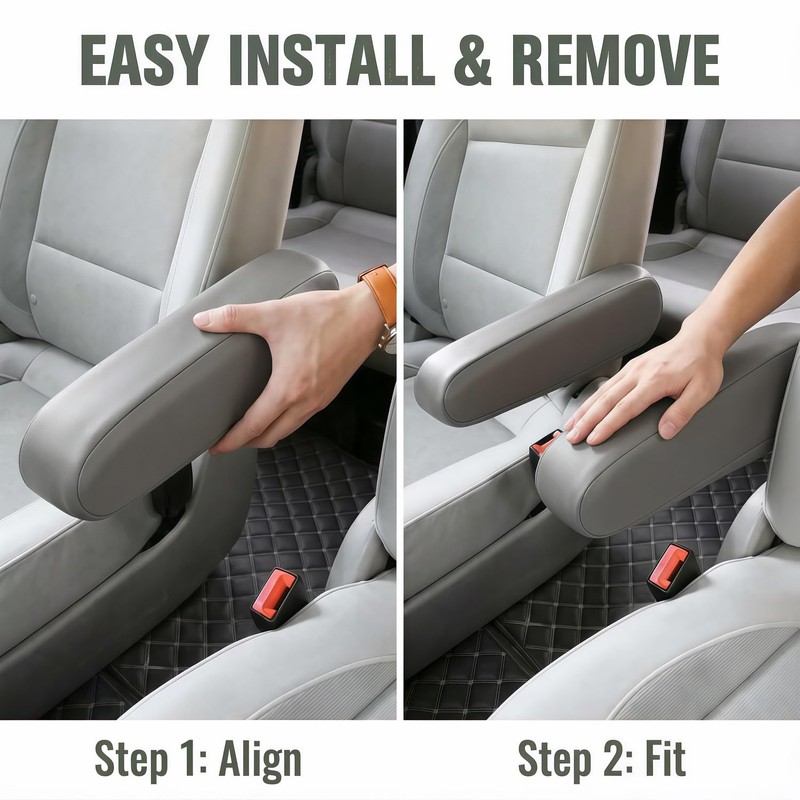 JDDRY Car Front Seat Armrest Covers Vinyl Leather,Car Armrest Protectors,Auto