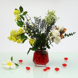 FXMHEHBB Acrylic Red Rose Valentine Decorations, 75pcs Mini Rose Valentine's Day Vase Filler Ornaments for Table Decor Wedding DIY Craft