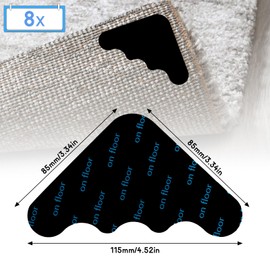 AWAMRWA Non-Slip Mat for Carpet, 8 Pairs Double-Sided Carpet Non-Slip Underlay Keeps Corners Flat, Reusable Carpet Non-Slip Underlay to Prevent the Rug from Slipping
