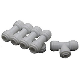 Malida 3/8"-1/4" Tee Quick Connect Filtered water fittings …+ 15 Locking clips Ro Water Filter Pack of 5