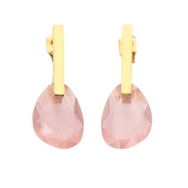 LuckyLy Aretes Mujer con Cristal Rosa, Acero Inoxidable con Baño de Oro 18k – Regalos para Mujer Originales y Regalos para Mamá, Modelo Amber