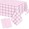 Ohkishly 2 Pack Pink Gingham Tablecloths, Pink and White Checkered