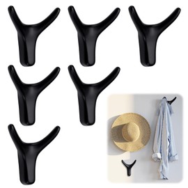 Chingcoo Doppelt Wandhaken, 6 Stück Garderobenhaken Wandmontage Kleiderhaken Zinklegierung Handtuchhaken Ideal für Badezimmer Küche Schlafzimmer Mehrzweckhaken Mantelhaken mit Schrauben (Mattschwarz)