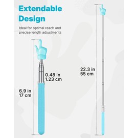 Uniclife 2 Pcs Telescopic Teachers Pointer Mini Retractable Finger Pointer Stick for Classroom Extendable Hand Pointer Classroom Pointer for Elementary School Kindergarten Teacher, up to 22.3" (Blue)
