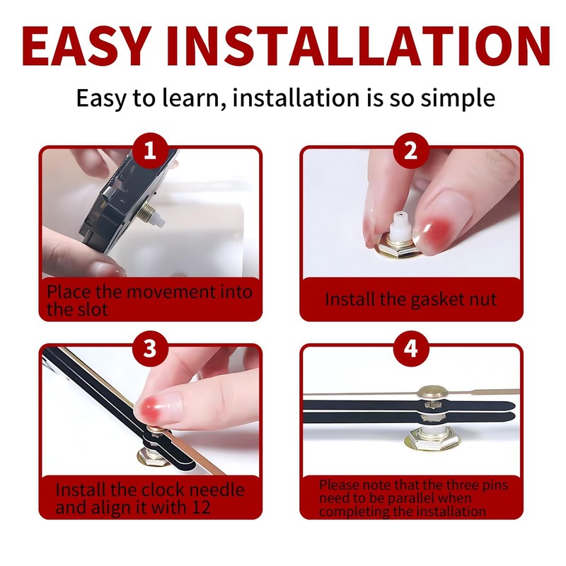 Silent Quartz Clock Mechanism Kit, Replacement Clock Movement, High Torque