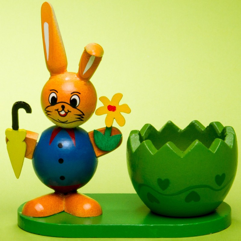 Sikora OD08 Easter Decoration Wooden Egg Cups with Easter Bunny